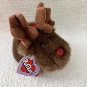 Swibco Puffkins 5in Plush Brown Moose Reindeer Soft Toy Limited Ed. Christmas